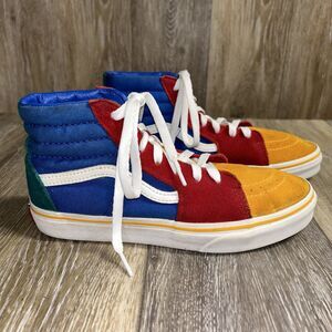 Vans Sk8-Hi Pro Classics Red Yellow Blue Green Suede Skate Shoes Youth US Size 5